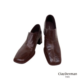 【ClayDerman】質感真皮中跟踝靴-咖啡(4367013-88)