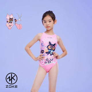 ZOKE【可愛喵喵】青少年/兒童 競賽/練習連身三角泳衣 !臺灣現貨!