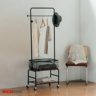 RICHOME HA151 多功能收納掛衣架(附輪) 掛衣架 置物架