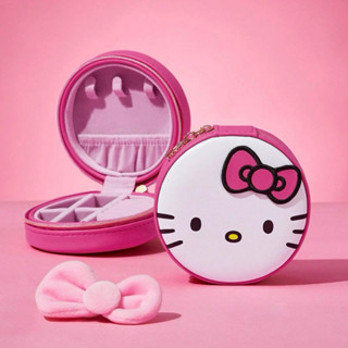 HelloKitty經典大臉造型飾品收納包 飾品收納盒收納盒皮質拉鏈 正版商品預購可愛卡通禮物 多功能收納大容量 三麗鷗