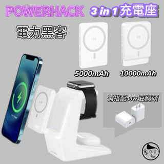領卷折百《怪獸選物 IDEAMON》電力駭客3in1行動充電座 iPhone Qi無線充電MagSafe手錶 手機 耳機