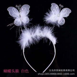 🌹手舞足蹈舞蹈用品🌹白色蝴蝶髮箍/蝴蝶頭箍$35元