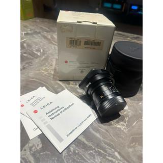 Leica 24mm f2.8 ASPH 含前後蓋遮光罩盒單皮套全