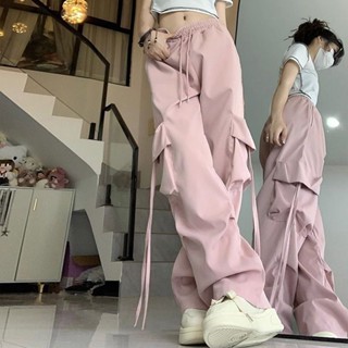 加絨工裝褲 滌綸材質褲子 舒適透氣多巴胺爵士加絨加厚工裝褲子男女春秋薄款高腰韓版街舞闊腿褲直筒褲