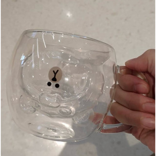 絕版品特賣 把手斷掉便宜賣 LINE FRIENDS 熊大玻璃握把造型杯 虎年熊大 雙層杯 不怕燙 可當擺飾 筆筒