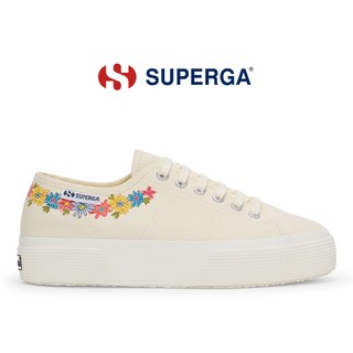 SUPERGA 女鞋 休閒鞋 厚底鞋 3740 輕量系列 花卉 增高3.5cm 親子款 奶油色 S81448W-A8F