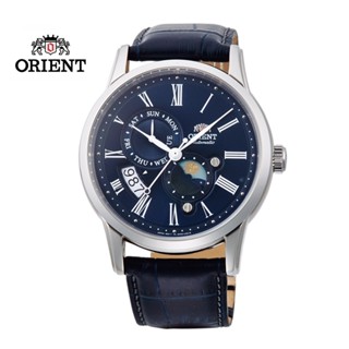 ORIENT 東方錶 SUN&MOON系列 日月相錶 皮帶款 藍色 RA-AK0011D