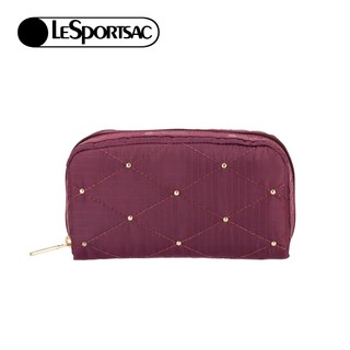 |快速出貨|Lesportsac Rectangular Cosmetic 長形化妝包/ 酒紅格紋釘飾 開學季禮物