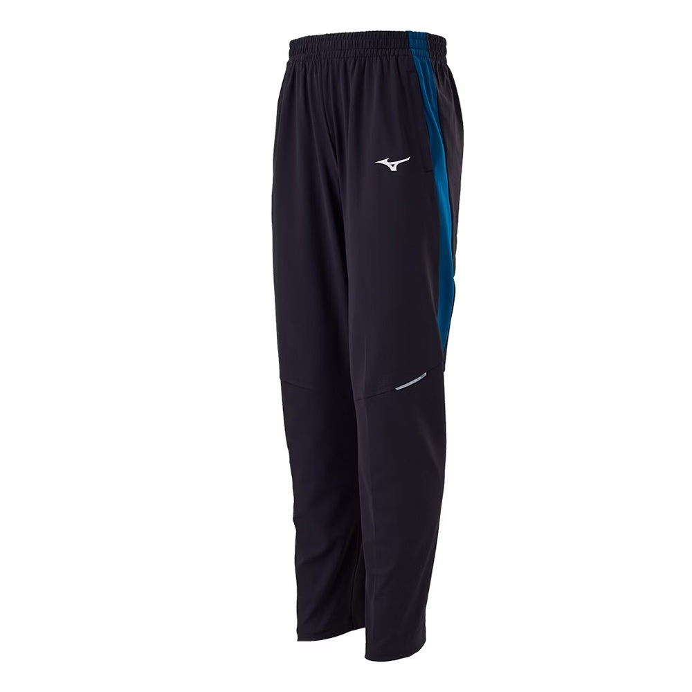 Mizuno 美津濃 男款針織運動長褲 抗UV  Slim FIT 合身版型 黑x藍綠 32TDC03193