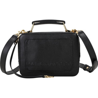 全新 MARC JACOBS THE BOX 20 荔紋牛皮雙拉鍊手提/肩揹包(黑色)