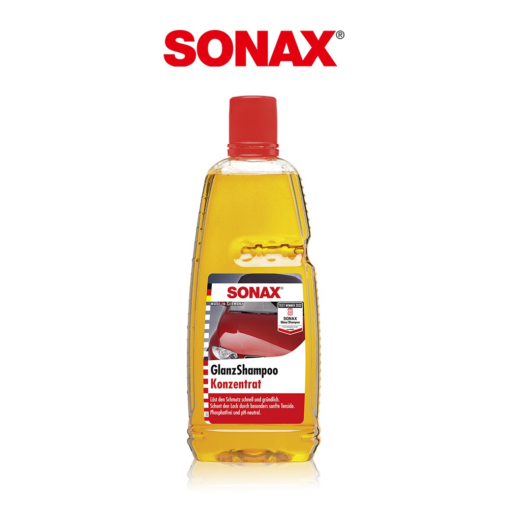 SONAX 超潤中性 光滑洗車精1L 贈洗車綿 不分車色 200倍濃縮 鍍膜可用 無磷新配方 有感洗淨 不傷漆 機車