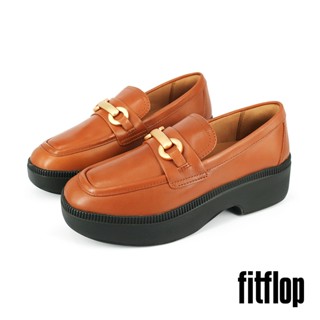 【fitflop】女 f-luma 馬銜扣皮革方頭厚底樂福鞋('25春夏新品)- 12-15506 - 棕