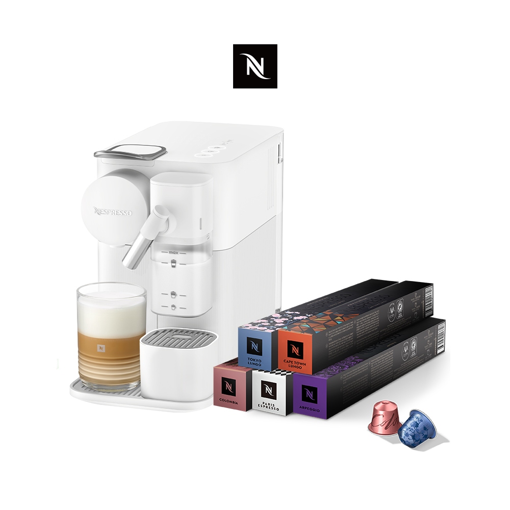 【Nespresso】膠囊咖啡機Lattissima One(瓷白色) & 訂製時光50顆膠囊組(贈咖啡組)/母親節禮物