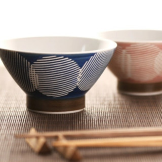 日本 BISQUE 波佐見燒 玉葉 茶碗 飯碗 餐碗 夫婦碗 藍 紅 2款