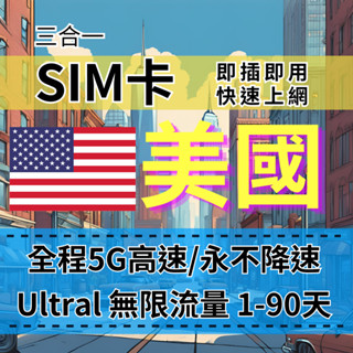 【實體卡】ultra美國5g高速無限流量上網sim卡【6至30天】純美國吃到飽 verizon、t-mobile-b