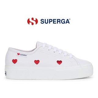 SUPERGA 女鞋 休閒鞋 厚底鞋 3740 輕量系列 增高3.5cm 情人節限定款 愛心 白 S8137HW-AB7