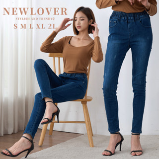 NEWLOVER牛仔時尚 2L舒適滿分 顯瘦鬆緊腰窄管褲 鬆緊腰窄管褲 窄管褲 小腳褲 牛仔長褲 【161-6719】