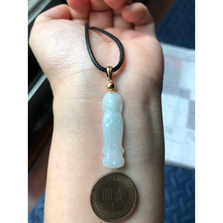 緬甸玉天然A貨翡翠玉墜 糯冰種 淡綠 站姿 觀音 觀世音 觀音菩薩