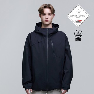 【國家地理服飾】男裝 ATLAS WINDSTOPPER BY GORE-TEX LABS 2L 雙層連帽外套-炭黑色