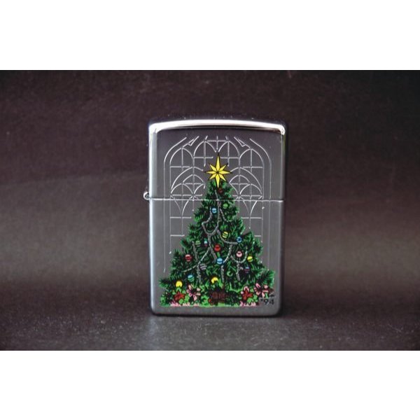 4953~美系ZIPPO1994《聖誕樹》鏡面局部彩繪編號xmax-94