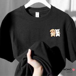 【MOMO】100%純棉短袖 線條小狗t恤 oversize 線條狗短袖 馬爾濟斯衣服 情侶短袖 韓版顯瘦t恤 大碼女裝