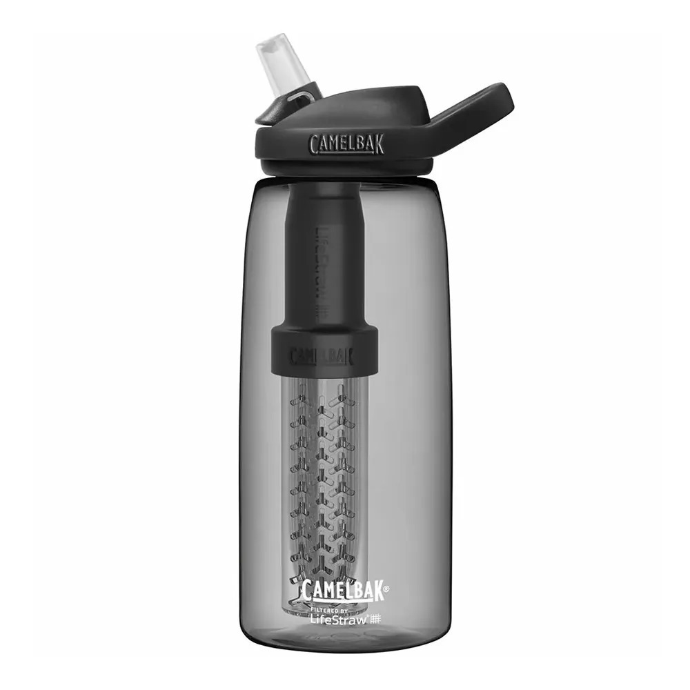 【美國CamelBak】1000ml LifeStraw濾心 eddy+多水吸管水瓶RENEW[黑]