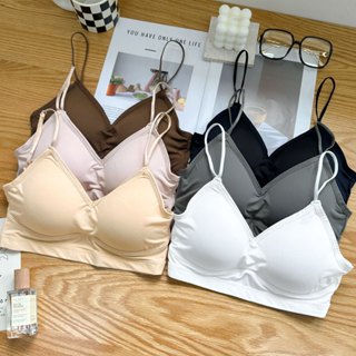 【Fee現貨6色】冰絲無鋼圈細肩帶小可愛 4.5cm BRA TOP🔥美背 無鋼圈內衣 罩杯 涼感 可拆式胸墊 小可愛