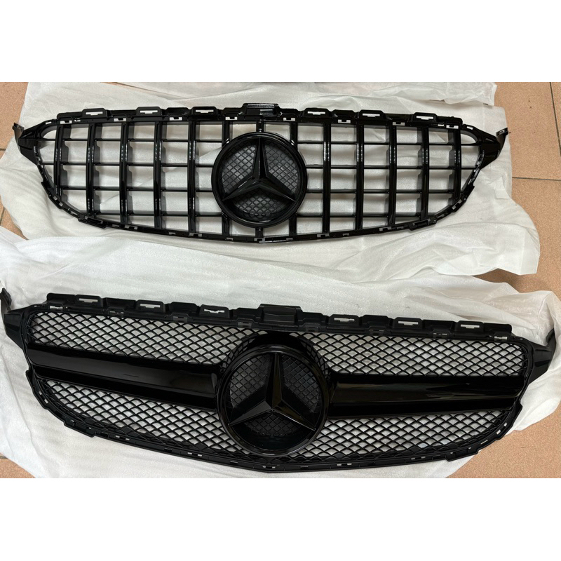 【售】賓士C系列 W205專用 兩款水箱護罩 GT全亮黑款/類C63款 含大標