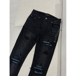Limit精品✔️AMIRI 經典 MX1系列 黑色 皮革 彈性 窄管 牛仔褲