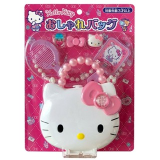 大賀屋 日貨 Hello Kitty 肩揹包 手提包 包 側揹包 鏡子 梳子 家家酒玩具 KT 正版 J00019378