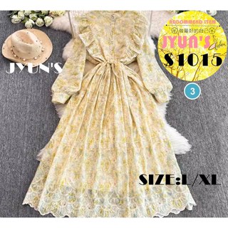 JYUN'S 春夏新款法式復古宮廷風禮服重工刺繡荷葉邊修身長蕾絲裙高階精緻連身裙大碼L/XL預購