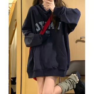 【現貨/快速出貨】春季女裝韓系連帽上衣 印花長袖 寬鬆長袖 薄長袖 長袖女 女生帽t 女衛衣 大學t 女生長袖 女生上衣