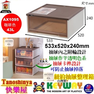 全臺滿千免運不包含偏遠地區 快樂屋 KEYWAY聯府 AX1095 紐約抽屜整理箱咖啡 收納箱 置物箱 AX-1095