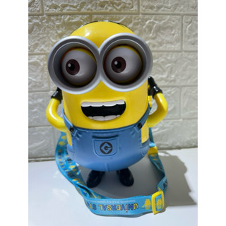 日本帶回 大阪環球影城 神偷奶爸 Minions 小小兵爆米花桶 附背帶 眼睛會轉動 爆米花桶 公仔造型 收納桶