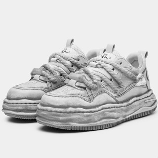 男女鞋👟大碼女鞋 休閒鞋 35-44 實拍 Ins 闆鞋 7公分隱形內增高 臟臟鞋 做舊 擦色 厚底 運動 百搭情侶款