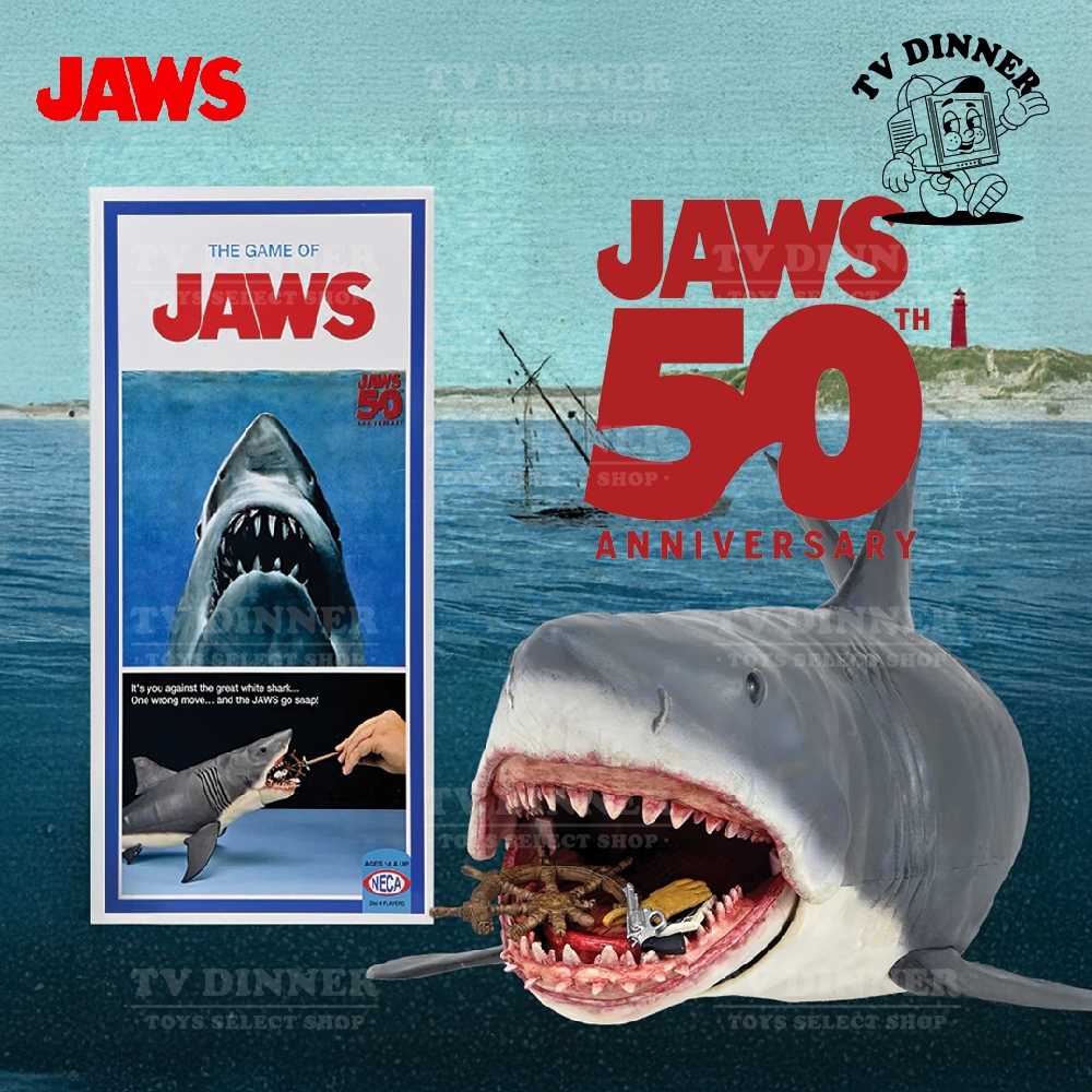 ❰電視晚餐❱ ❰預購❱ NECA 大白鯊 JAWS 50週年紀念版 15 英吋大白鯊 桌遊遊戲 收藏品