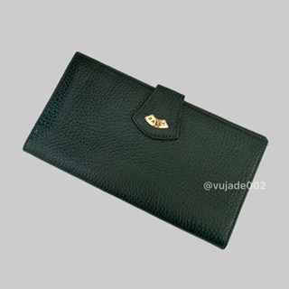 私物-VINTAGE BALLY 義大利製綠色真皮長夾(多卡位零錢皮夾)