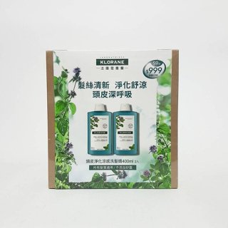 KLORANE 蔻蘿蘭頭皮淨化涼感淨化洗髮精400ml x2瓶入 ☆促銷組合