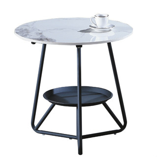 【新荷傢俱工場】25E 334 ☆雙層亮面巖板小圓形茶几*茶几 圓茶几 巖板圓幾