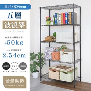 【品樂生活】45X90CM五層置物架-5款可選(層架鐵架/波浪架/收納架/鐵力士架)