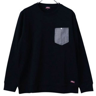 【DICKIES】日本限定 1474-9632 直條口袋 毛巾布 大學T (黑色) 化學原宿