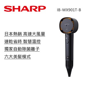 【SHARP 夏普】四氣流水潤溫控吹風機-午夜黑(IB-WX901T-B)