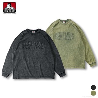 BEN DAVIS PATCHWORK LOGO 復古 仿舊 水洗 字母 抽繩 落肩 薄長T 2色