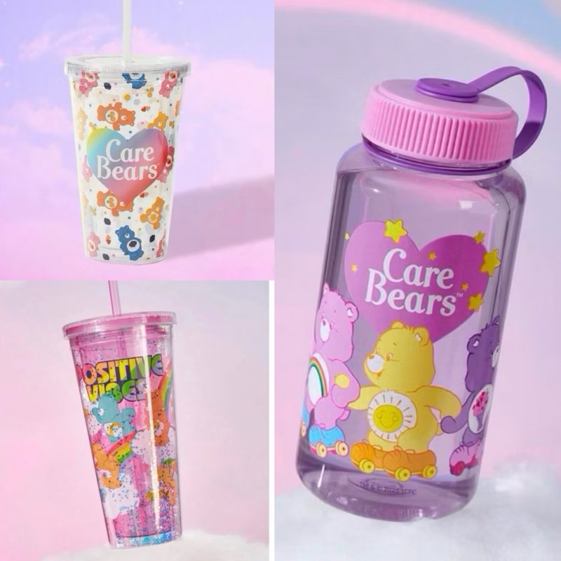 現貨 🩵 Care bears💙彩虹熊 愛心熊 半透明 亮片 水壺 吸管杯 環保杯 飲料杯 水杯  carebears