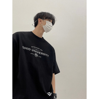 - YLOOTD - 韓版簡約字母印花純棉短袖上衣 - 2COLORS