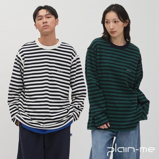 plain-me [條紋口袋長袖Tee] 長袖 刺繡 t恤 長Tee 大學t [PLN0060-251]
