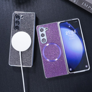 SAMSUNG閃粉摺疊殼 三星 ZFOLD 6 手機殼 支援磁吸無線充ZFOLD 5 4 3 防摔殼 保護殼 電鍍硬殼