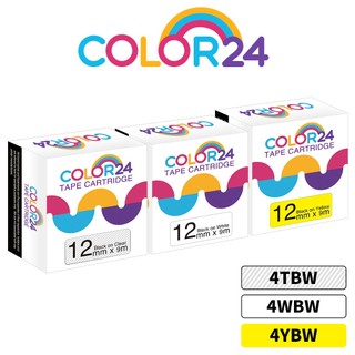COLOR24 for EPSON LW-900P LW-C610 12mm 高黏性標籤色帶 白底 透明 相容副廠標籤帶