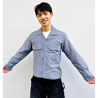 海軍藍工長袖襯衫 海軍工作服 海軍藍工上衣 工作服上衣 藍工作服