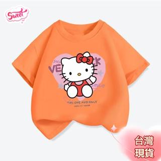 Sweet 女童短袖 臺灣現貨 洋氣兒童裝夏季短袖t恤2025新款可愛卡通凱蒂貓女童寶寶洋氣上衣